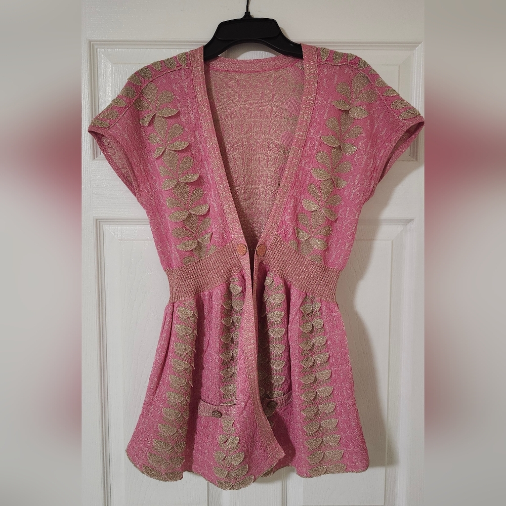 Chic Pink and Gold Women's Cardigan